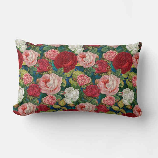 Coussin Rectangle Motif rose (Recto)