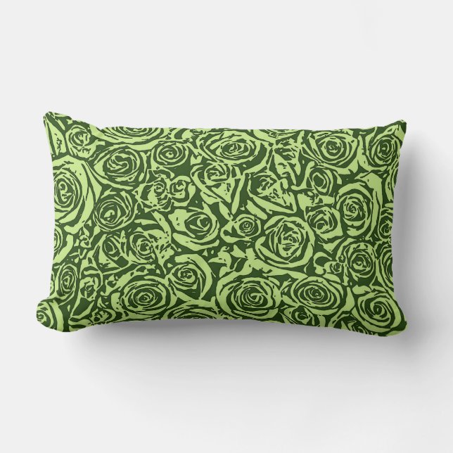 Coussin Rectangle Motif Rose Abstrait moderne, Lime Green (Recto)