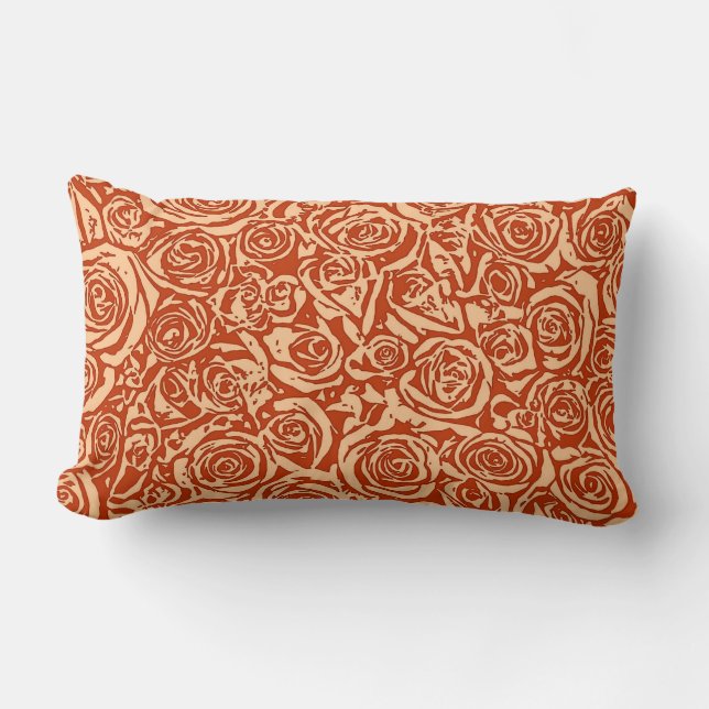 Coussin Rectangle Motif Rose Abstrait moderne, Mandarin Orange (Recto)