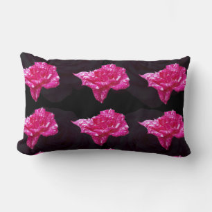Coussin Rectangle Motif Rose rose Et Noir,