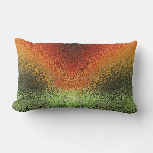 Coussin Rectangle Motif Rouge Vert Et Or (Recto)