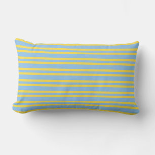 Coussin Rectangle Motif sans couture à rayures bleues jaunes