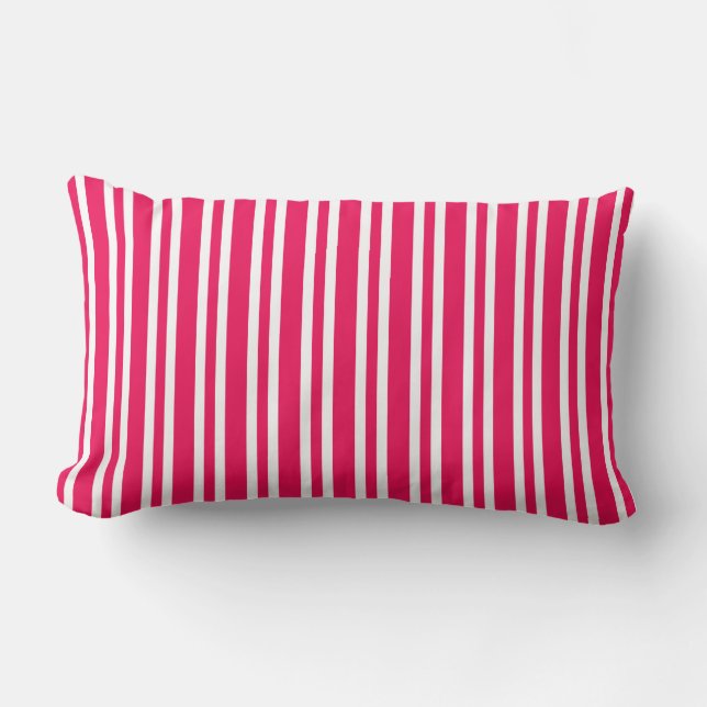 Coussin Rectangle Motif sans couture à rayures roses et blanches (Recto)