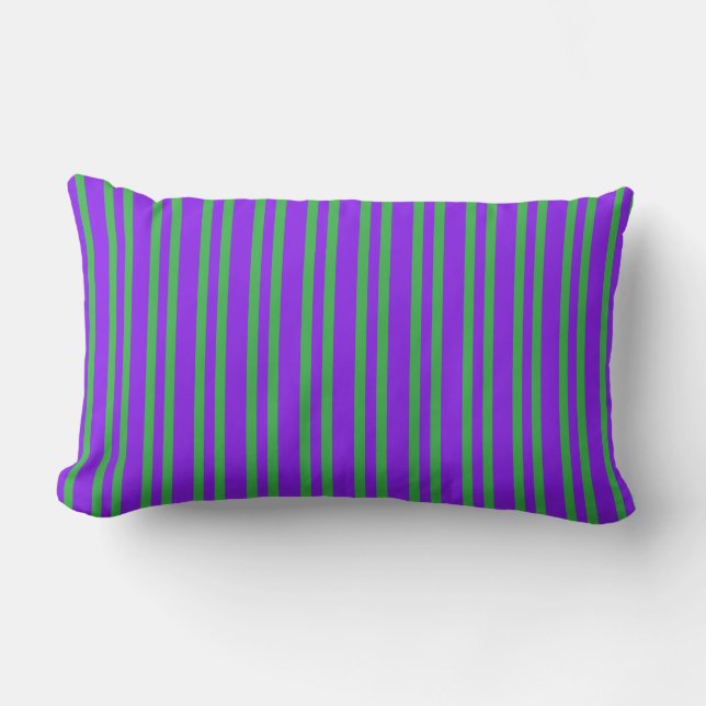 Coussin Rectangle Motif sans couture à rayures vertes et violettes (Recto)