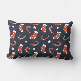 Coussin Rectangle Motif sans couture avec chaussettes de noël, sucre
