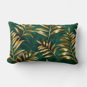 Coussin Rectangle Motif sans couture avec des fougères dorées
