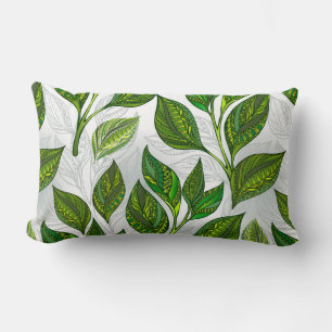 Coussin Rectangle Motif sans couture avec Feuilles de thé vert