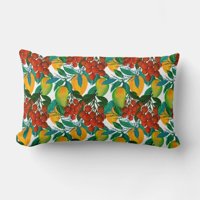 Coussin Rectangle Motif sans couture avec une mangue fraîche et exot (Recto)