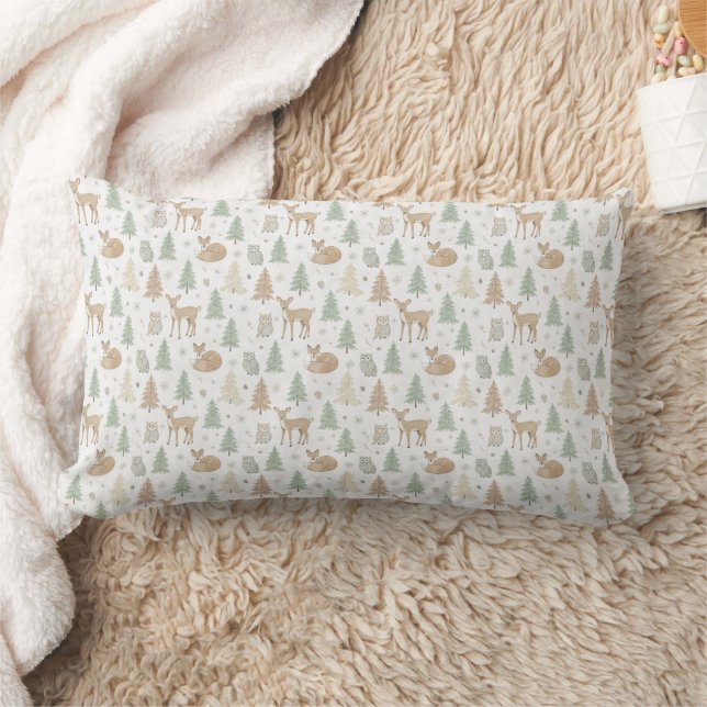 Coussin Rectangle Motif sans couture d'animaux de forêt hivernale (Couverture)