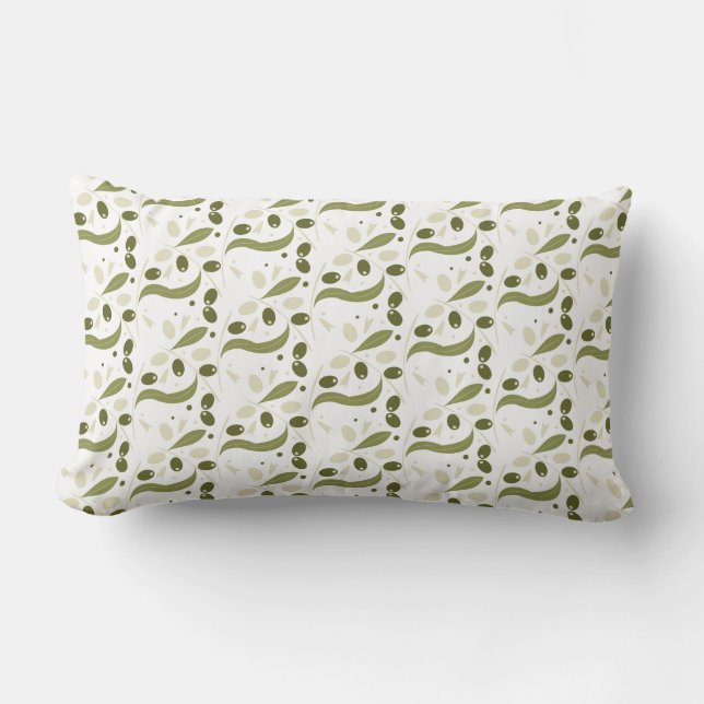 Coussin Rectangle Motif sans couture de branche d'olivier et de feui (Recto)