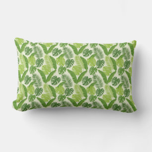 Coussin Rectangle Motif sans couture de feuilles tropicales & Monste