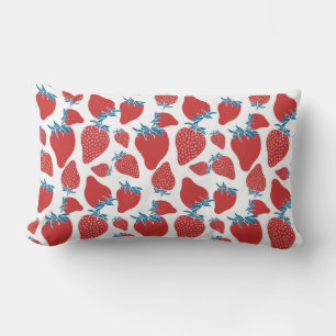 Coussin Rectangle Motif sans couture de fraise dessinée à la main. a