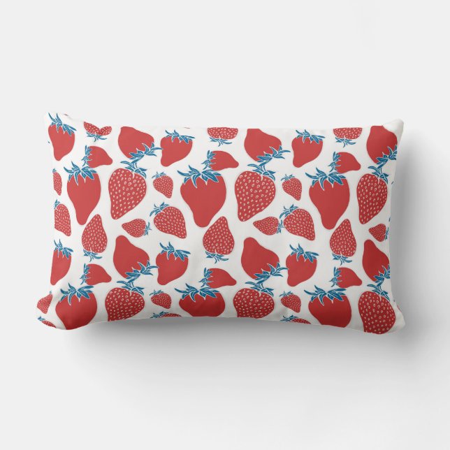 Coussin Rectangle Motif sans couture de fraise dessinée à la main. a (Recto)