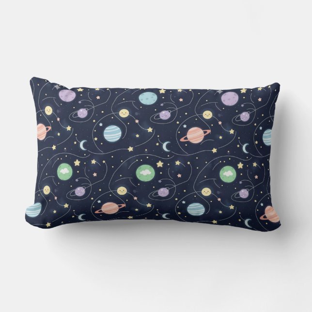 Coussin Rectangle Motif sans couture de planètes du système solaire (Recto)