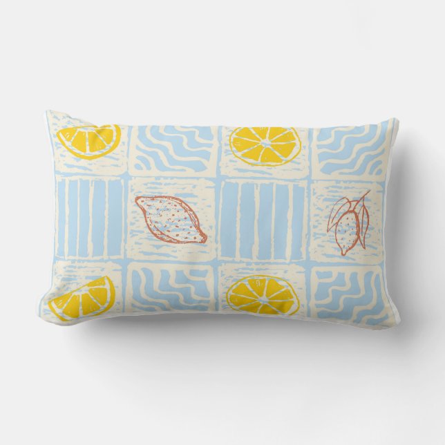 Coussin Rectangle Motif sans couture de style amalfi avec des citron (Recto)