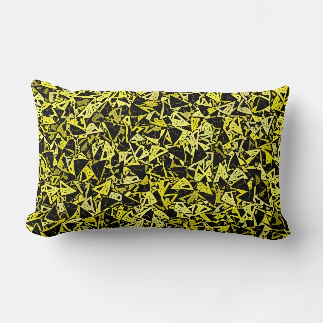 Coussin Rectangle Motif sans couture de triangle noir jaune (Recto)