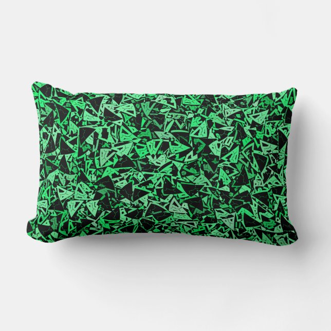 Coussin Rectangle Motif sans couture de triangle noir vert (Recto)