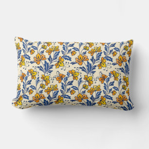 Coussin Rectangle Motif sans couture époustouflant de fleurs et de f