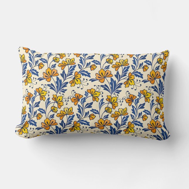 Coussin Rectangle Motif sans couture époustouflant de fleurs et de f (Recto)
