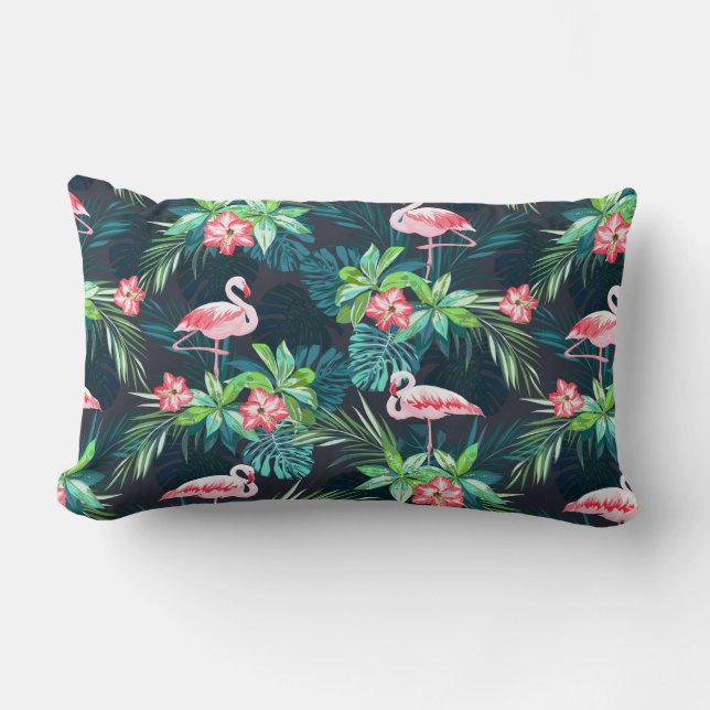 Coussin Rectangle Motif sans couture tropicale estivale avec bir fla (Recto)
