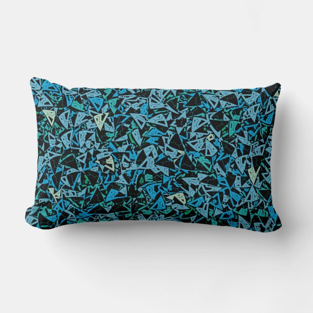 Coussin Rectangle Motif sans fin de triangle bleu vert noir (Recto)