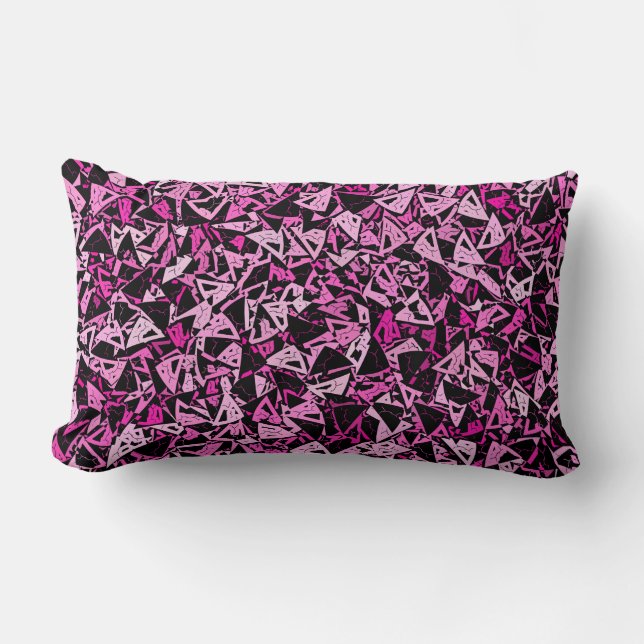 Coussin Rectangle Motif sans fin de triangle noir rose (Recto)
