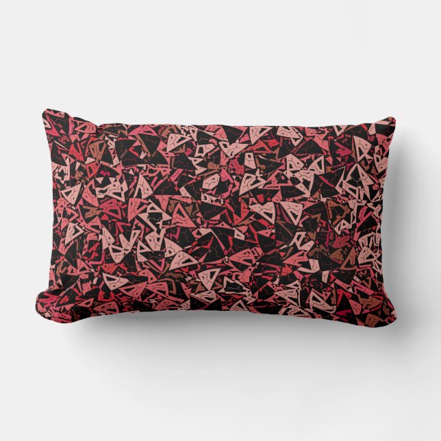 Coussin Rectangle Motif sans fin de triangle rose rouge noir  (Recto)