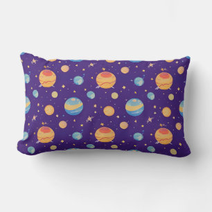 Coussin Rectangle Motif spatial coloré avec planètes, étoiles
