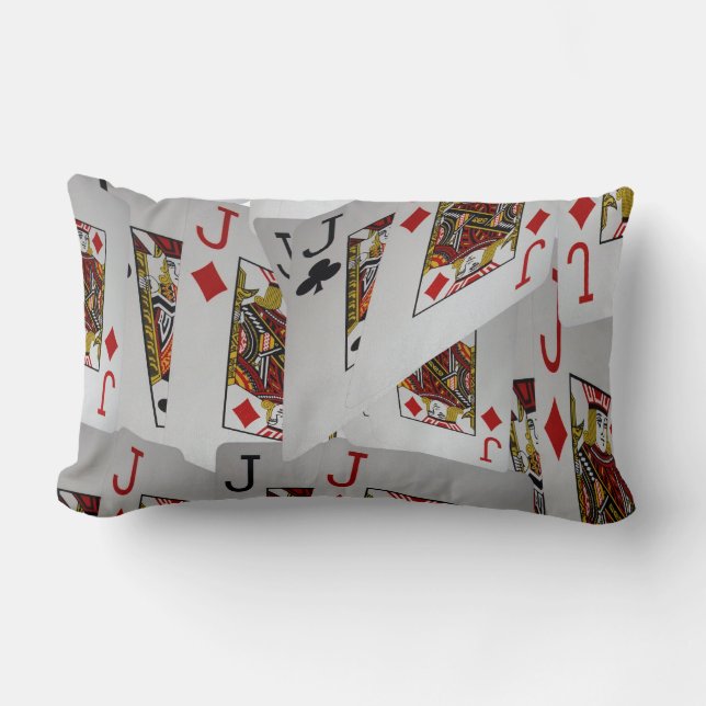 Coussin Rectangle Motif superposé de cartes de poker Jacks, (Recto)