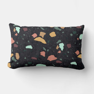 Coussin Rectangle Motif Terrazzo Noir