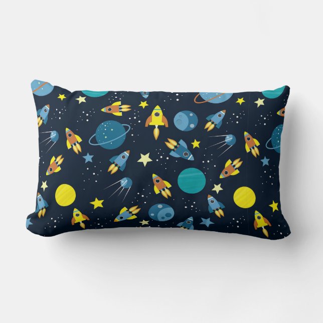 Coussin Rectangle Motif Thématique Spatial Coloré (Recto)