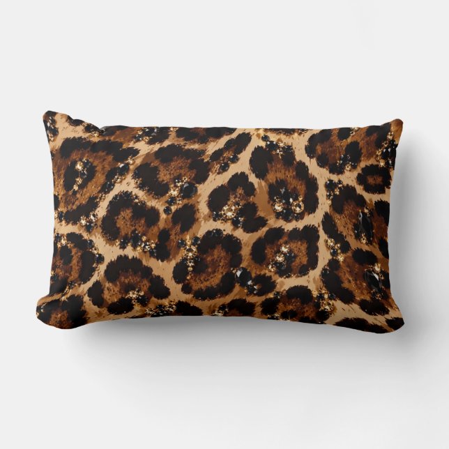 Coussin Rectangle Motif Tigre Cristal Noir & Or (Recto)