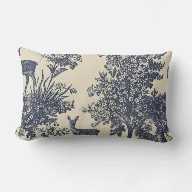 Coussin Rectangle Motif Toile de Cerf Paysage de Forêt Botanique (Recto)