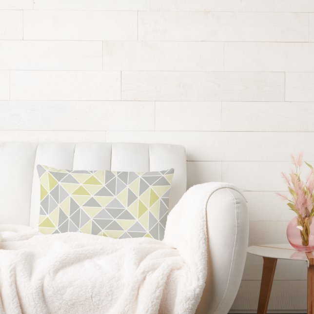 Coussin Rectangle Motif triangle Abstrait jaune et gris (Canapé)