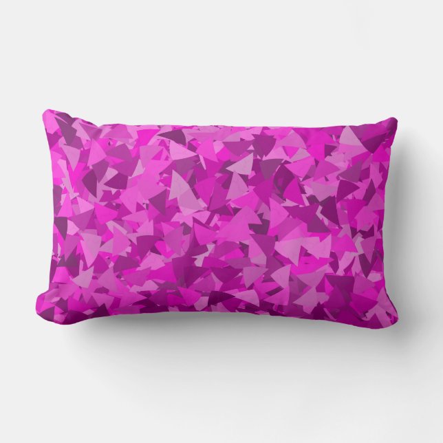 Coussin Rectangle Motif Triangle Rose Violet (Recto)