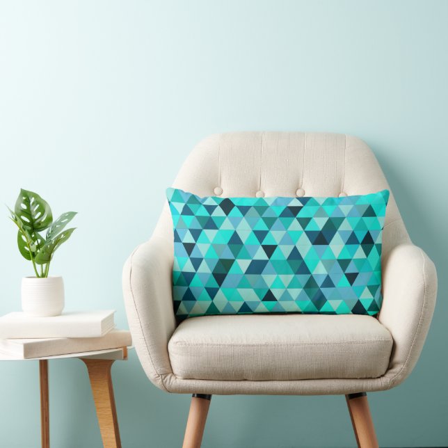 Coussin Rectangle Motif Triangles Turquoise moderne (Chaise)