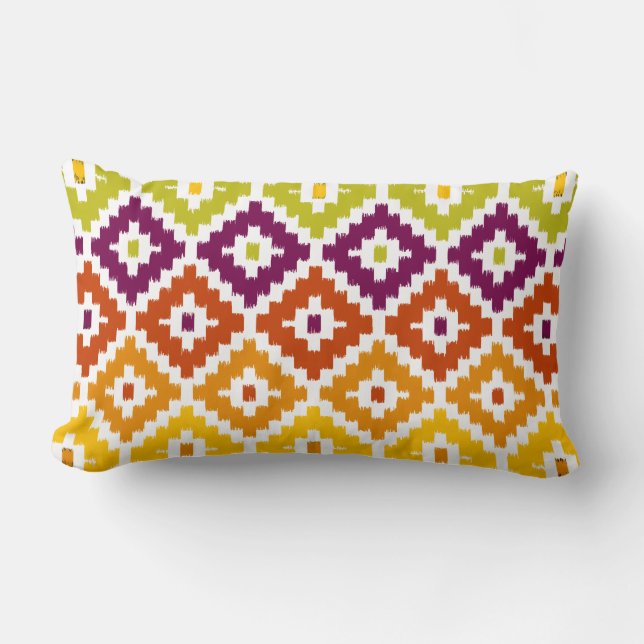 Coussin Rectangle Motif tribal aztèque coloré de diamant d'Ikat (Recto)