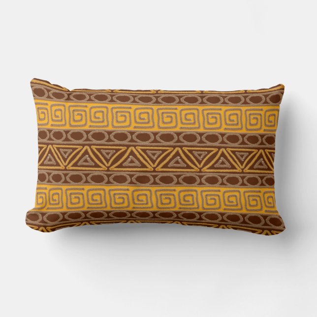 Coussin Rectangle motif tribal ethnique tiré par la main africain (Recto)