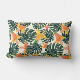 Coussin Rectangle Motif tropical. Texture textile colorée. exotique