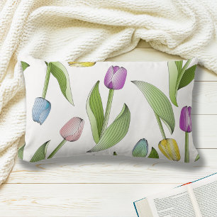 Coussin Rectangle Motif Tulipe coloré moderne