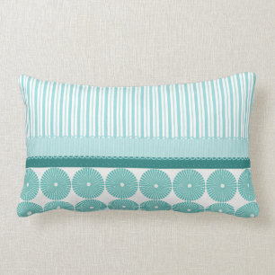 Coussin Rectangle Motif turquoise de cercles de rayures bleues de