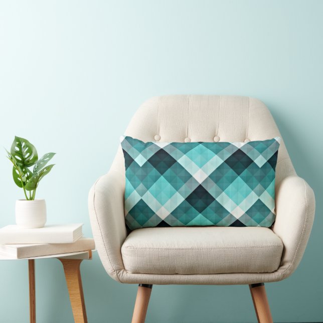 Coussin Rectangle Motif Turquoise géométrique (Chaise)