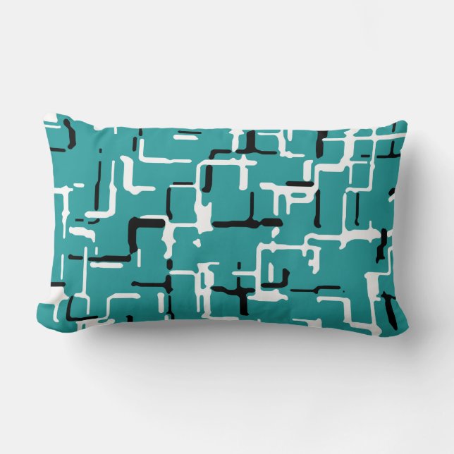 Coussin Rectangle Motif Turquoise noir moderne (Recto)