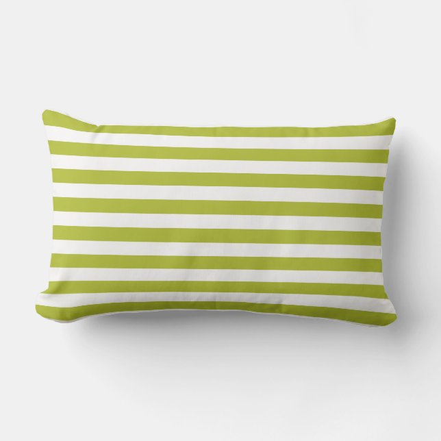 Coussin Rectangle Motif vert et blanc de rayure (Recto)
