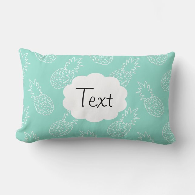 Coussin Rectangle Motif vert et blanc en bon état d'ananas (Recto)