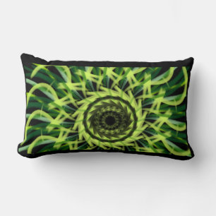 Coussin Rectangle motif vert vortex spirale art numérique