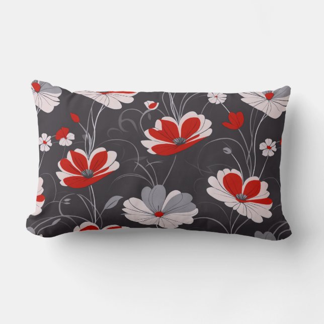 Coussin Rectangle motif vintage, design floral élégant (Recto)