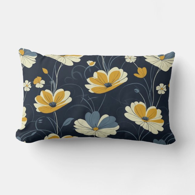 Coussin Rectangle motif vintage, design floral élégant (Recto)