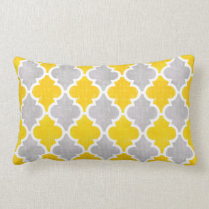 Coussin Rectangle Motif vintage gris et jaune de Quatrefoil
