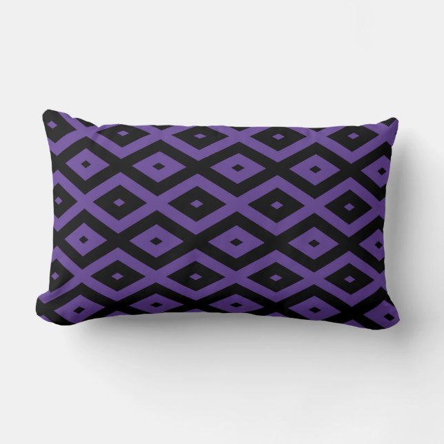 Coussin Rectangle Motif violet et diamant noir (Recto)